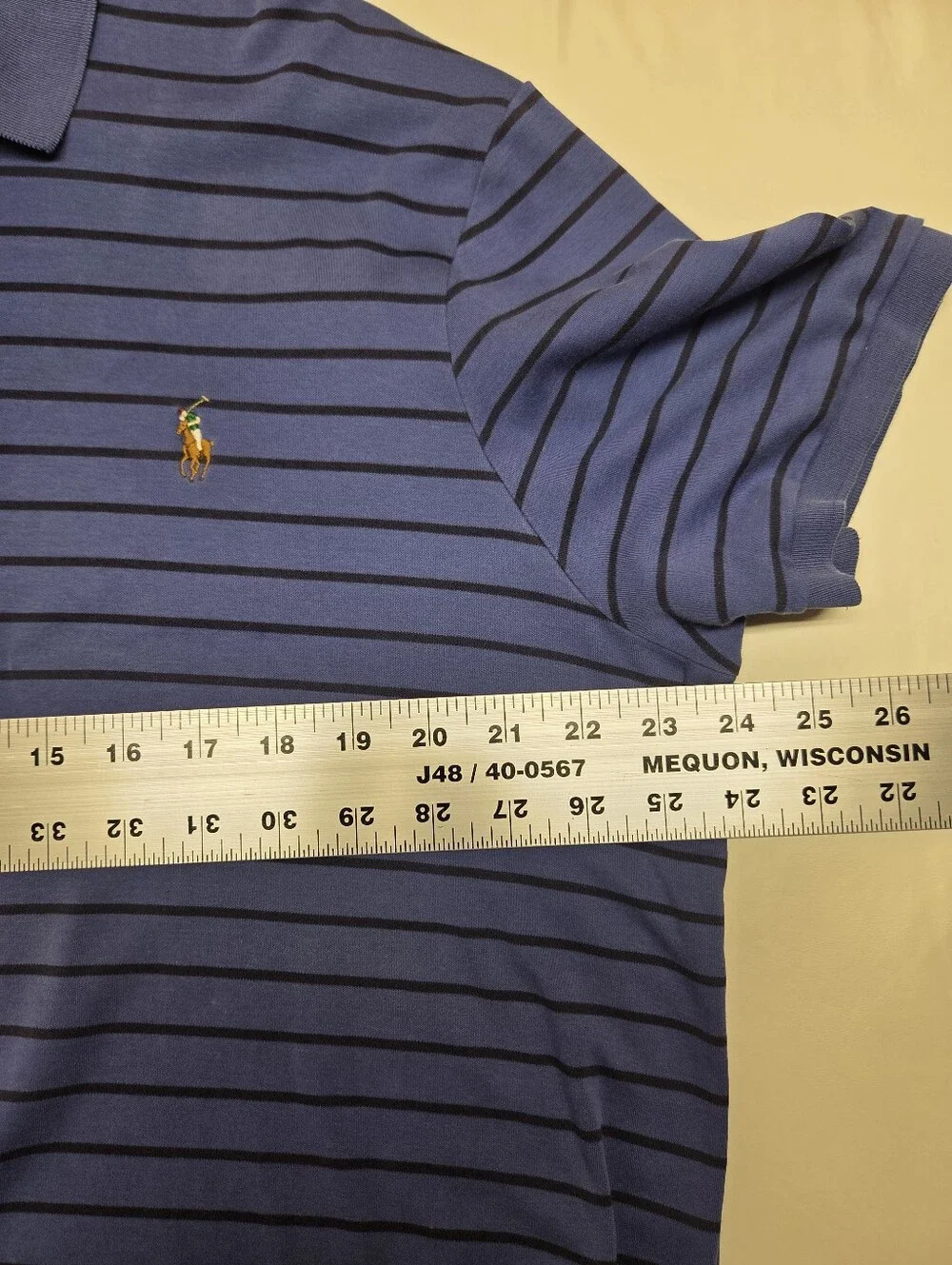 Polo Ralph Lauren Pima Soft Touch XL Blue Striped Polo Shirt Cotton Flesh Pony
